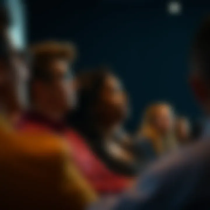 Audience Engagement in Pitch Delivery Engaged audience listening to a pitch