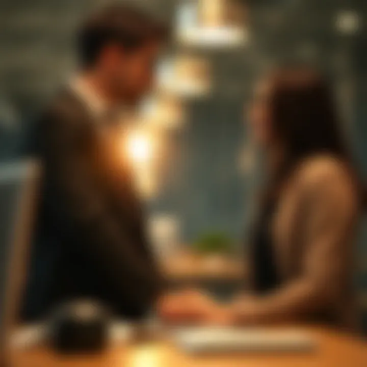 Two professionals communicating effectively