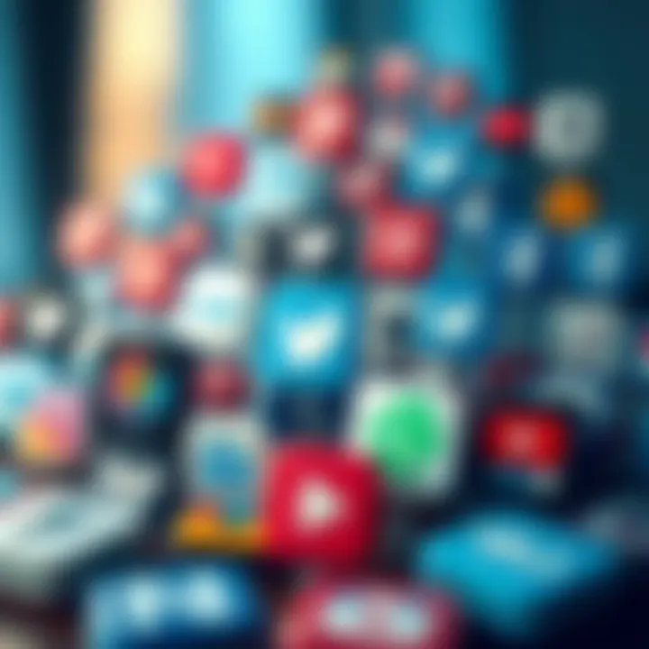 Illustration of diverse social media platform icons