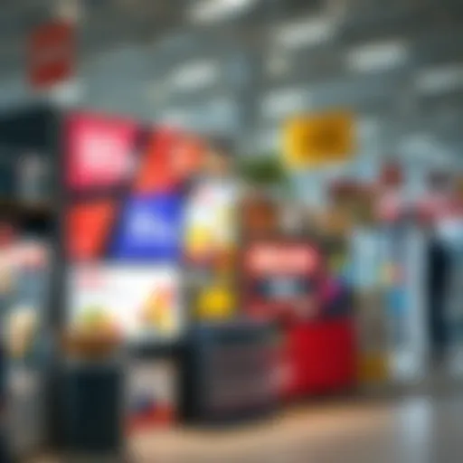 Creative promotional display at a retail store showcasing various offers