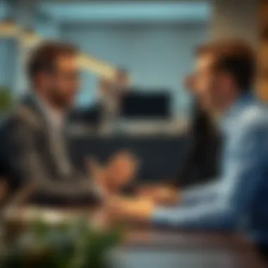 Small business owner conducting an interview with a candidate
