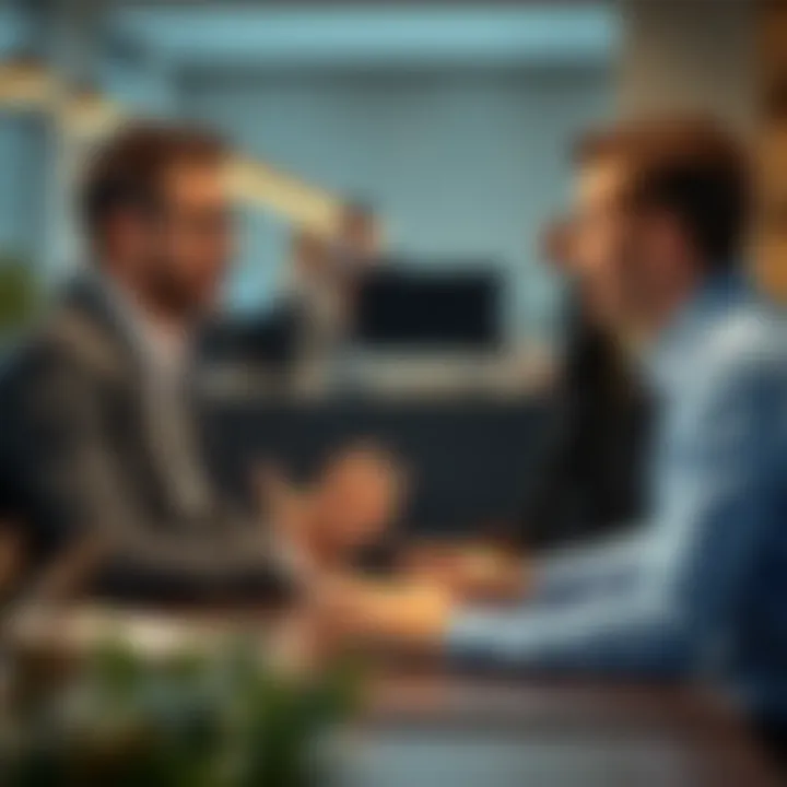 Small business owner conducting an interview with a candidate