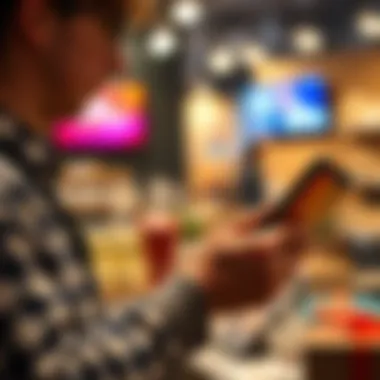 Customer Engagement with Gift Cards Customer engaging with a gift card on a mobile device