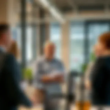 A team discussing operational efficiency in a modern workspace