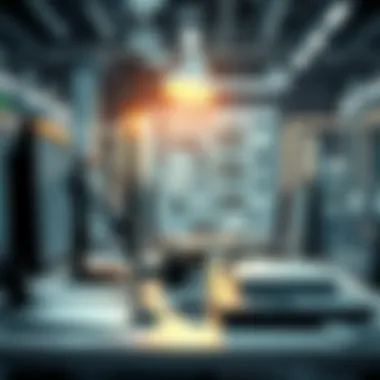 Futuristic Automated Workspace A futuristic workspace showcasing the integration of automation in daily tasks.