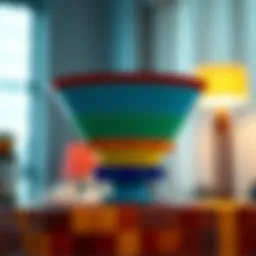 Visual representation of a sales funnel stages.
