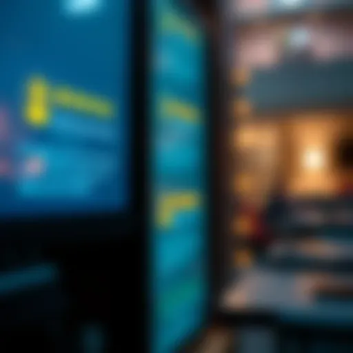 A digital screen displaying glowing customer reviews