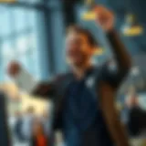 Celebrating Sales Success A successful entrepreneur celebrating a sale