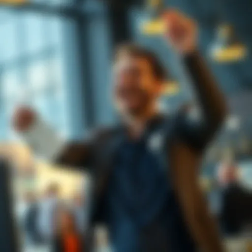 Celebrating Sales Success A successful entrepreneur celebrating a sale