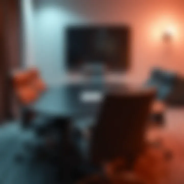 A meeting room with an empty chair symbolizing absence